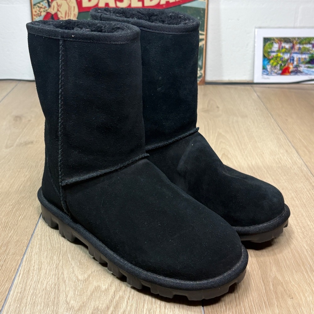 UGG Classic Short Dual Density Black Suede Sheepskin Boots 1115037 Womens 8